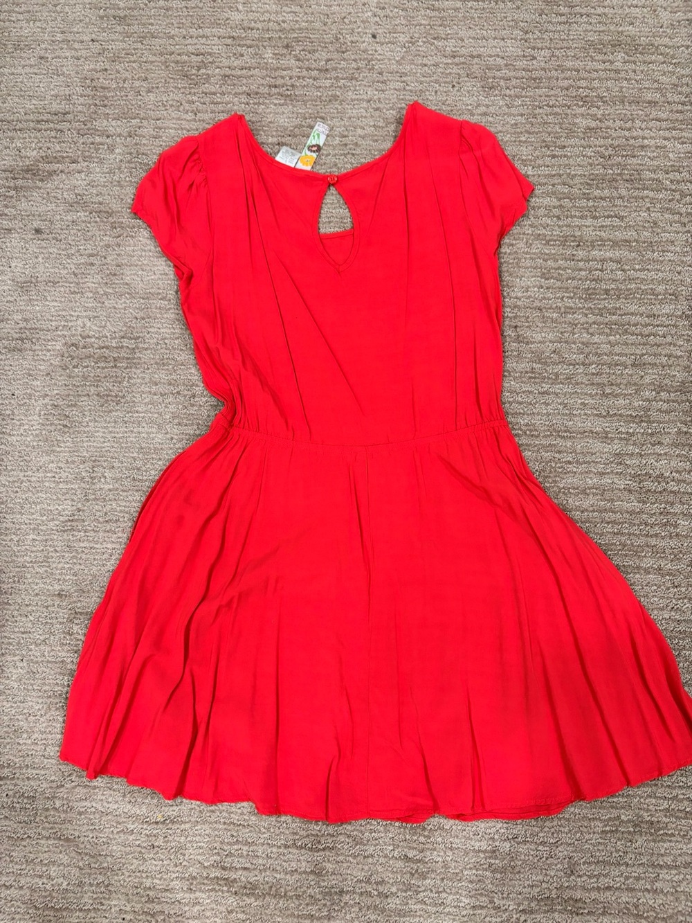 Girls Red Keyhole Waist Dress